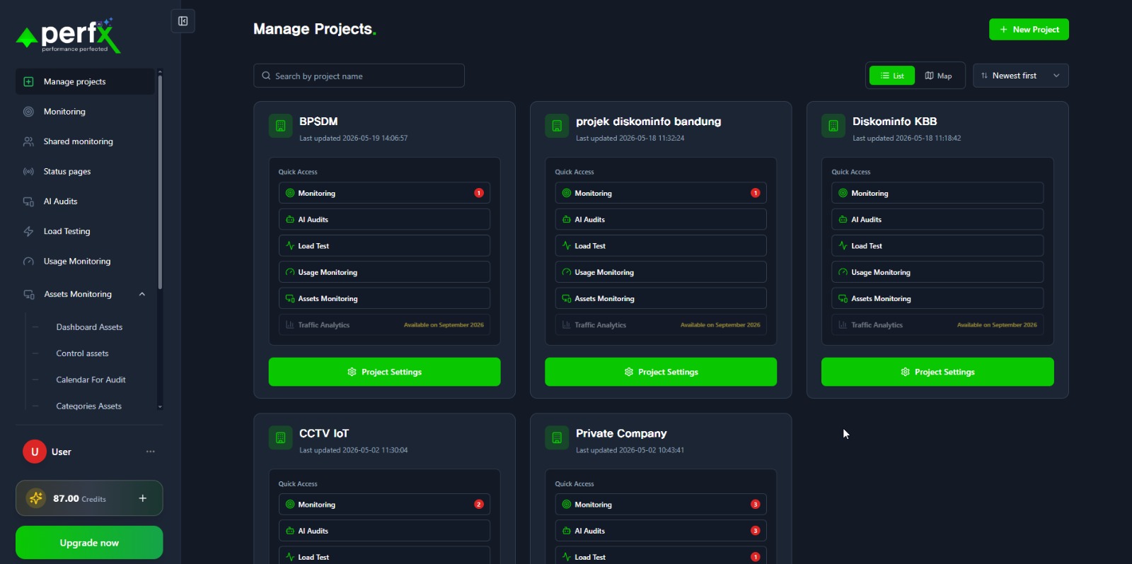Perfx product preview desktop view