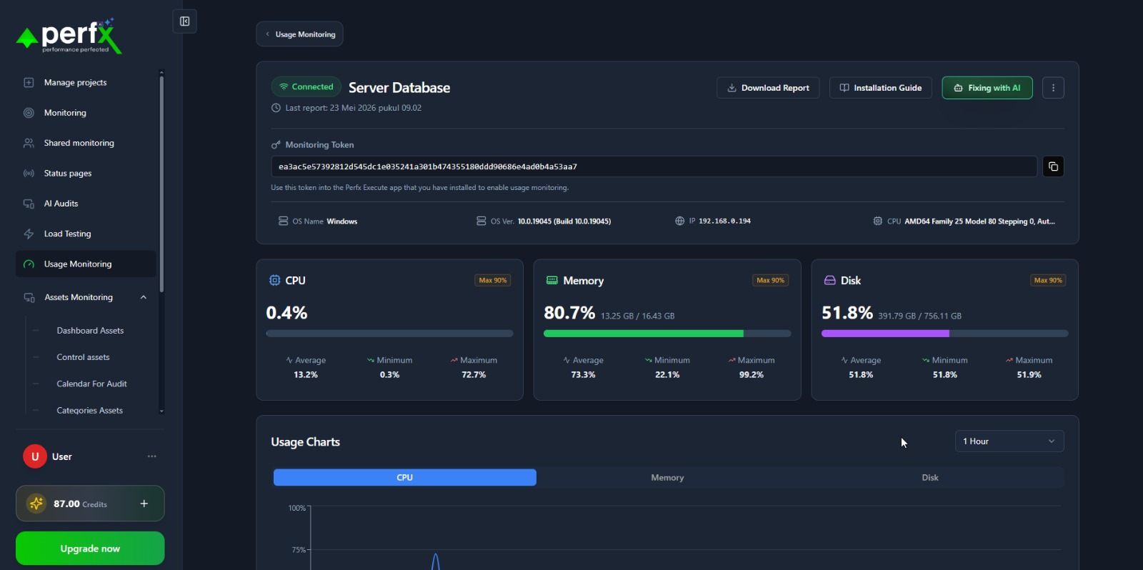Perfx product preview map monitoring